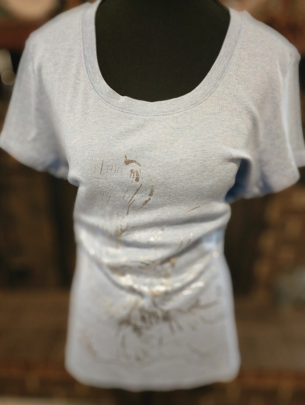 Light Blue Graphic Scoop Neck Tee